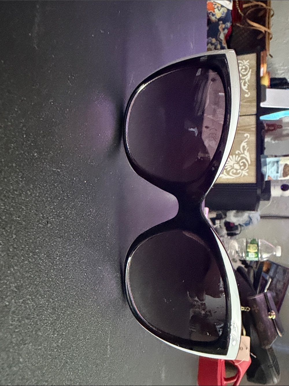 Nanette Lepore Black Cat-Eye Sunglasses with white Trim